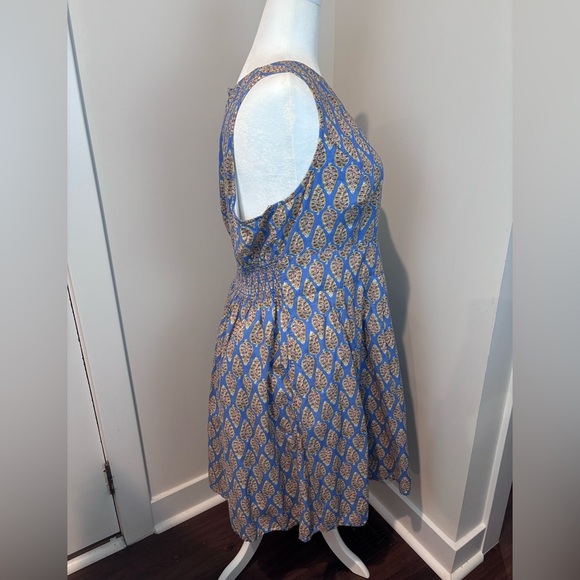 eShakti Plus Size 22W Sleeveless Fit & Flare Dress Blue Print 100% Cotton - Picture 7 of 14